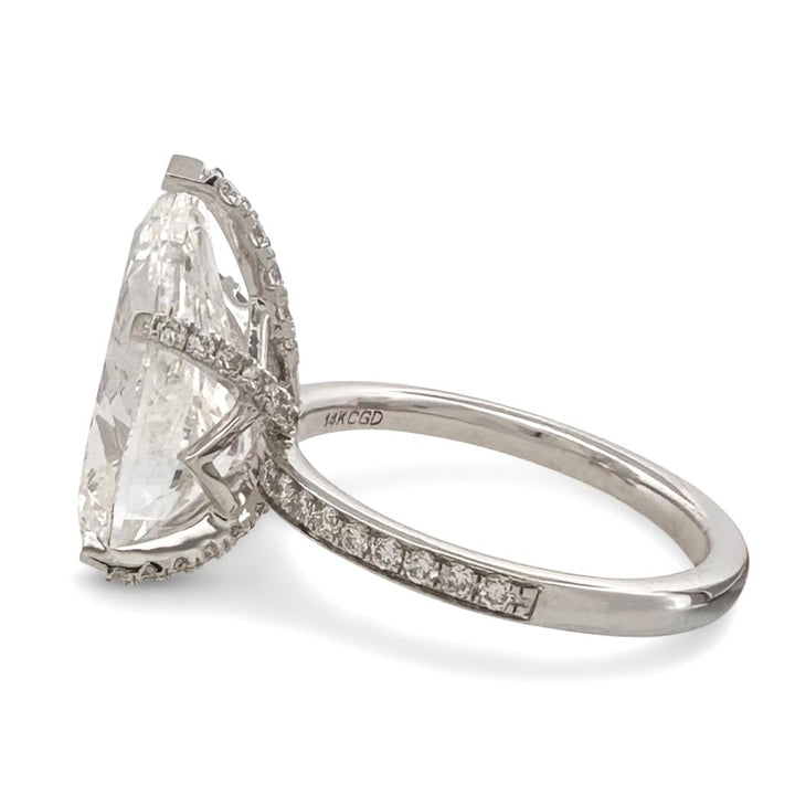 IGI Graded 7.04ct Pear Cut with Round Brilliants Lab-Grown Diamond Engagement Ring in 14k White Gold