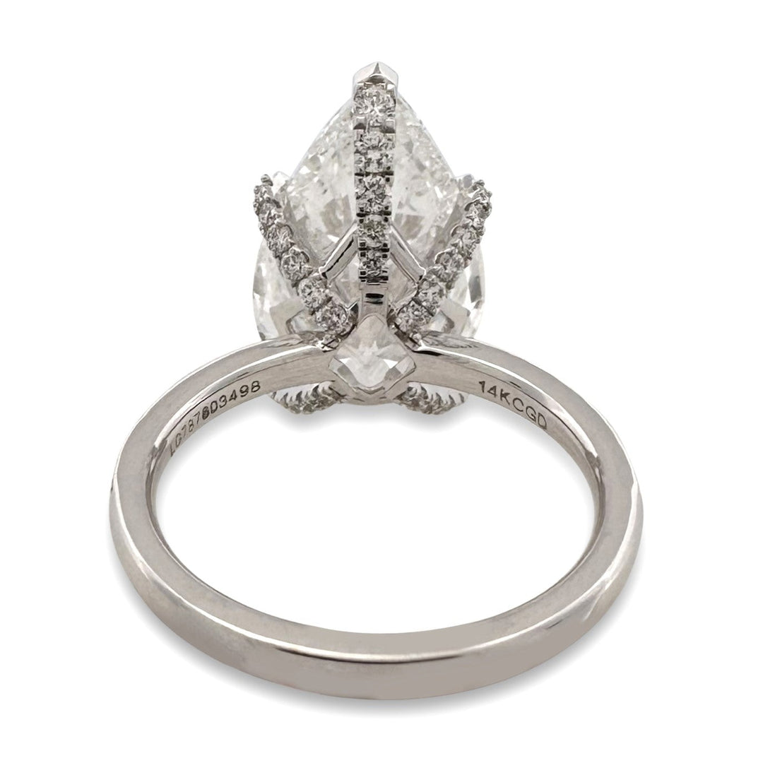 IGI Graded 7.04ct Pear Cut with Round Brilliants Lab-Grown Diamond Engagement Ring in 14k White Gold