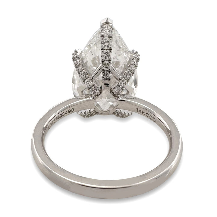 IGI Graded 7.04ct Pear Cut with Round Brilliants Lab-Grown Diamond Engagement Ring in 14k White Gold