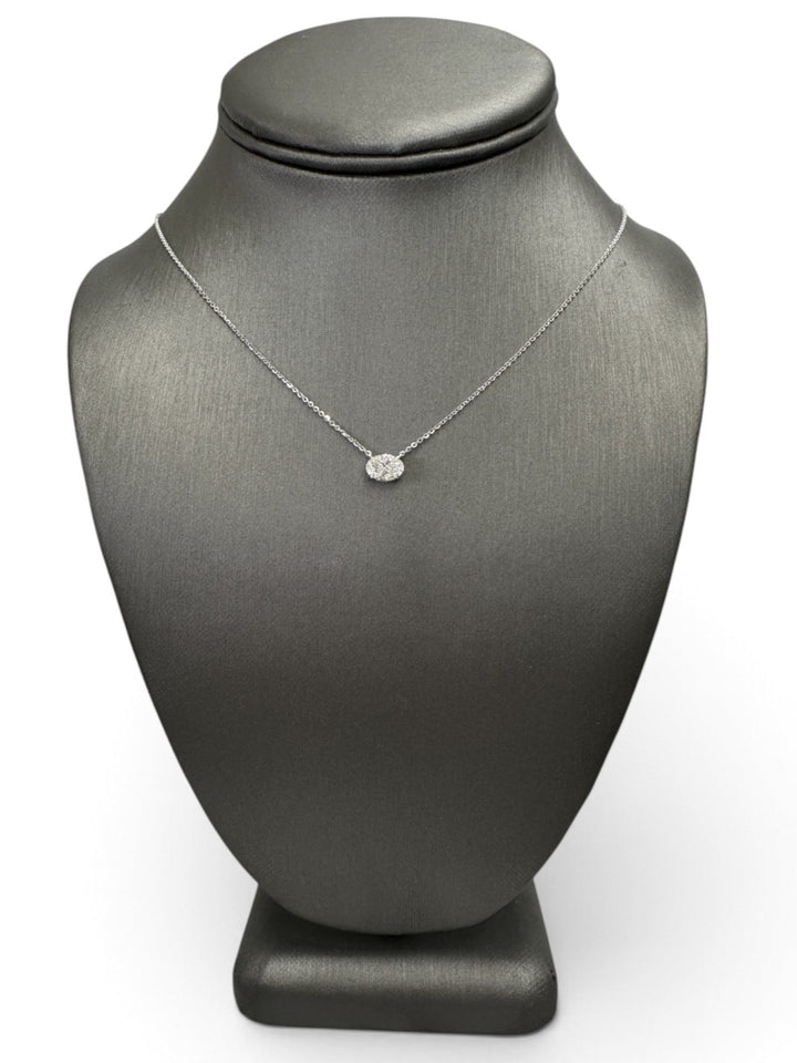 IGI Graded 1ct Oval Cut Lab-Grown Diamond Claw-Set Floating Solitaire Pendant Necklace in 14k White Gold
