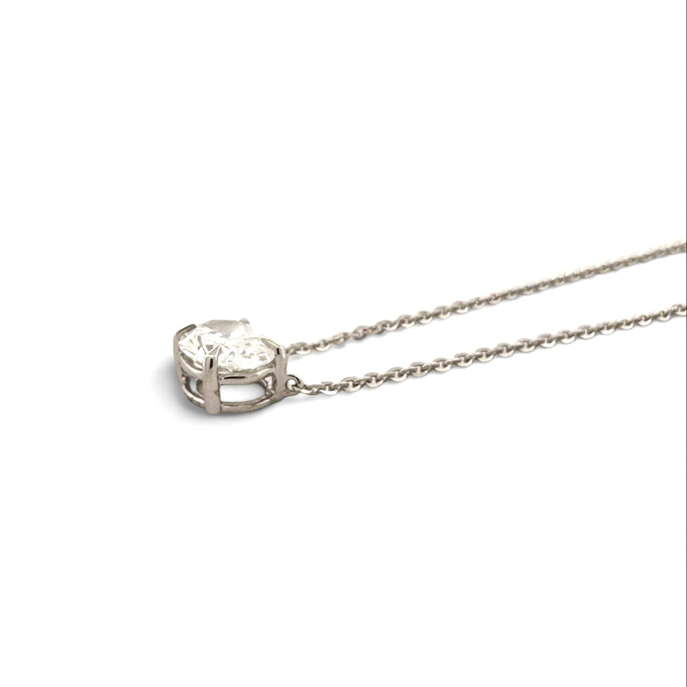IGI Graded 1ct Oval Cut Lab-Grown Diamond Claw-Set Floating Solitaire Pendant Necklace in 14k White Gold