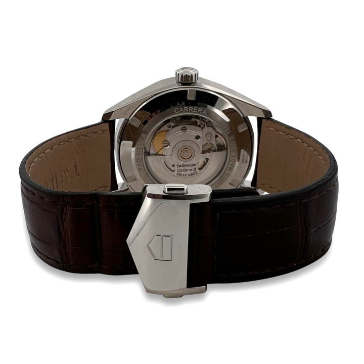 TAG Heuer Carrera Automatic Day-Date 41mm Stainless Steel Leather Strap Watch