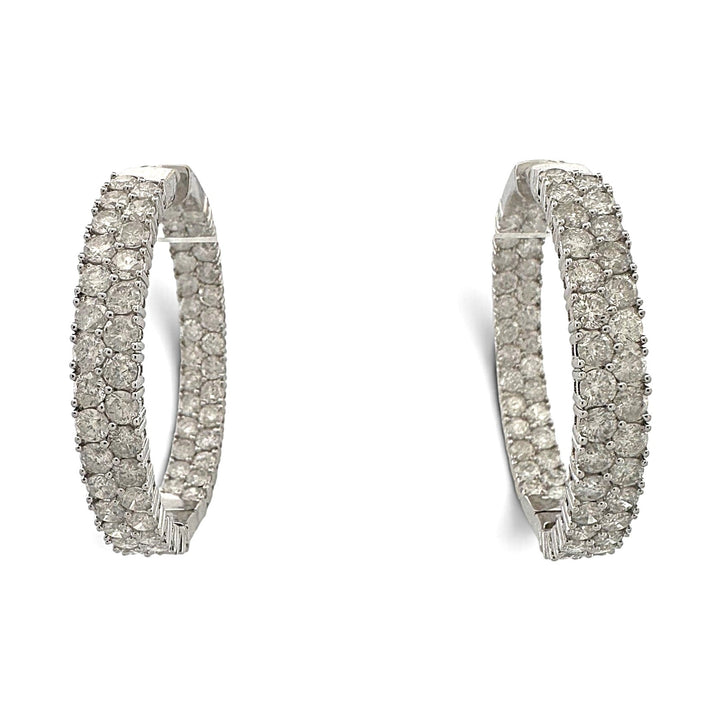 10ctw Round Brilliant Natural Diamond Inside-Out Hoop Earrings in 14k White Gold