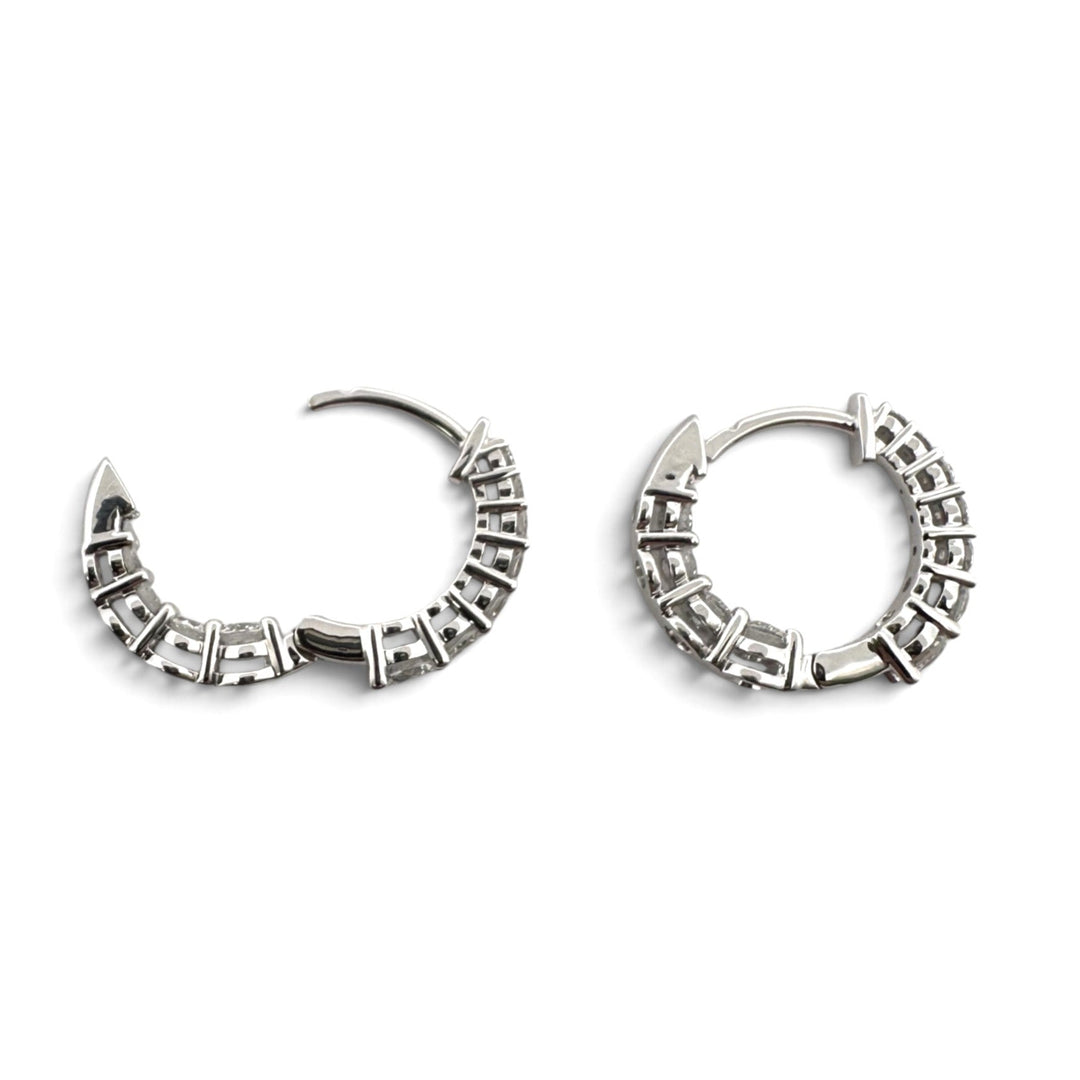1.03ctw Lab-Grown Diamond Inside-Out Graduated Huggie Hoop Earrings in 14k White Gold