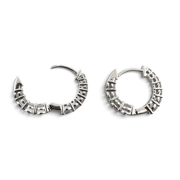 1.03ctw Lab-Grown Diamond Inside-Out Graduated Huggie Hoop Earrings in 14k White Gold