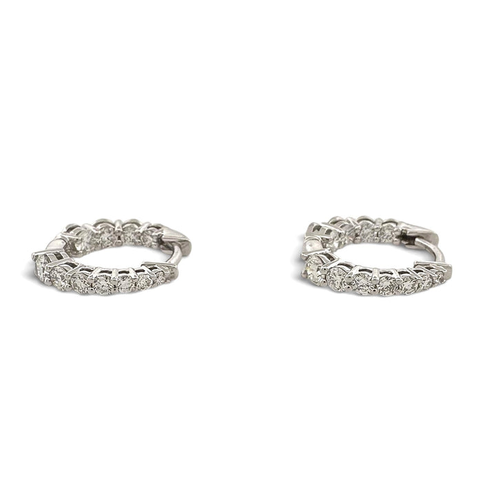 1.03ctw Lab-Grown Diamond Inside-Out Graduated Huggie Hoop Earrings in 14k White Gold