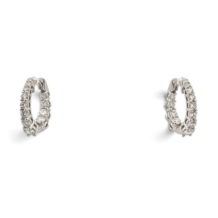 1.03ctw Lab-Grown Diamond Inside-Out Graduated Huggie Hoop Earrings in 14k White Gold