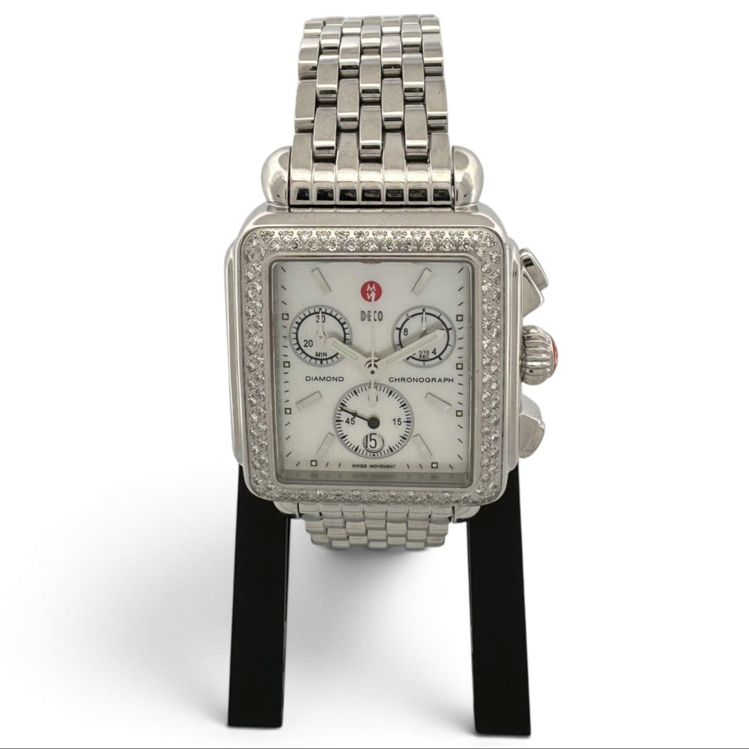 Lady's Michele Deco Diamond Chronograph Stainless Steel Bracelet Watch