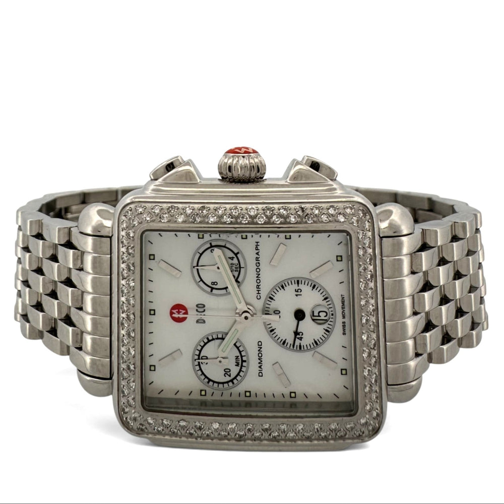 Lady's Michele Deco Diamond Chronograph Stainless Steel Bracelet Watch