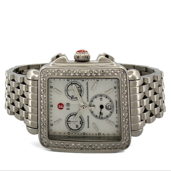 Lady's Michele Deco Diamond Chronograph Stainless Steel Bracelet Watch