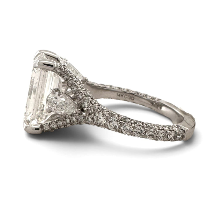 IGI Graded 5ct Emerald Cut with Pears & Round Brilliants Lab-Grown Diamond Engagement Ring 14k White Gold