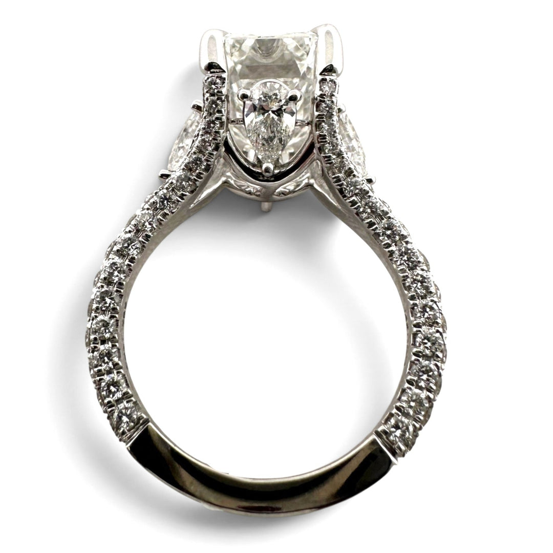 IGI Graded 5ct Emerald Cut with Pears & Round Brilliants Lab-Grown Diamond Engagement Ring 14k White Gold