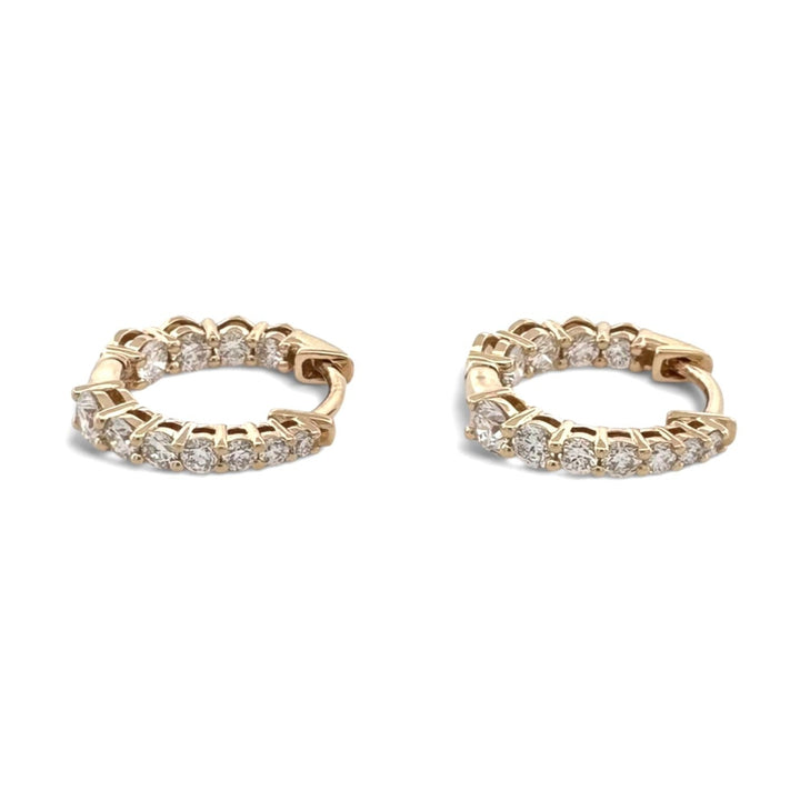 1ctw Lab-Grown Diamond Inside-Out Graduated Huggie Hoop Earrings in 14k  Yellow Gold