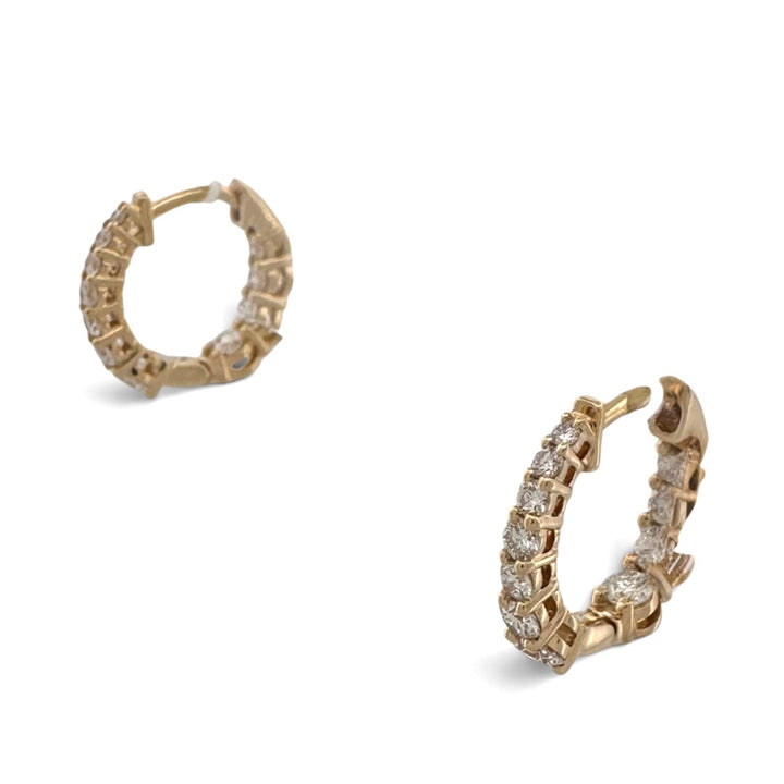 1ctw Lab-Grown Diamond Inside-Out Graduated Huggie Hoop Earrings in 14k  Yellow Gold