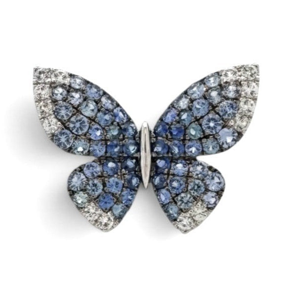 Denim Ombré Blue & Colorless Sapphire Butterfly Cocktail Ring in 14k White Gold by Le Vian
