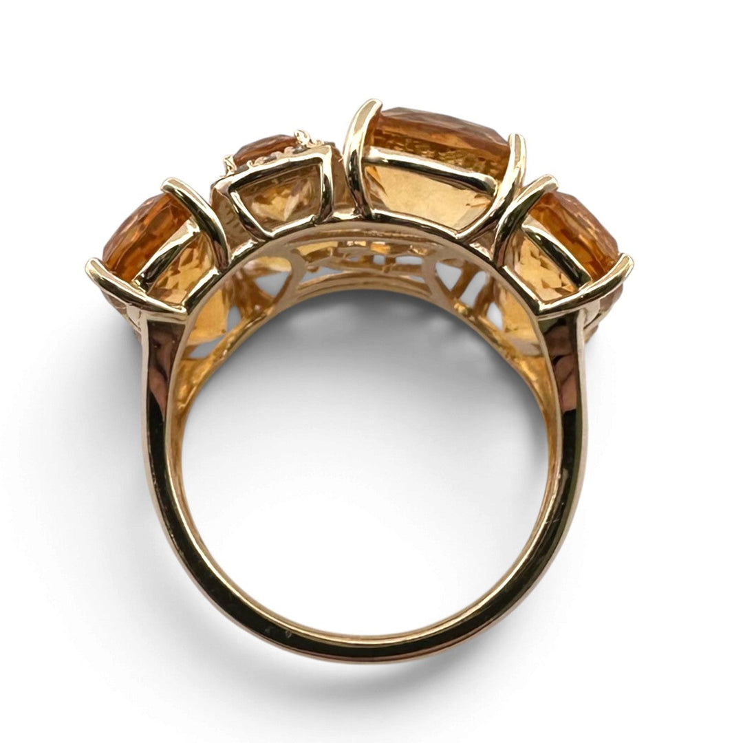 Cushion Cut Citrine & Natural Diamond Cobblestone Cocktail Ring in 14k Yellow Gold by Effy