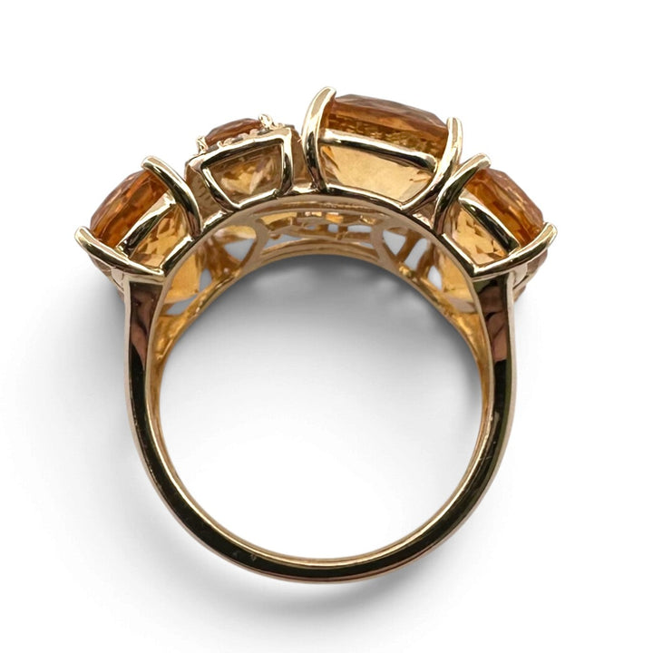Cushion Cut Citrine & Natural Diamond Cobblestone Cocktail Ring in 14k Yellow Gold by Effy