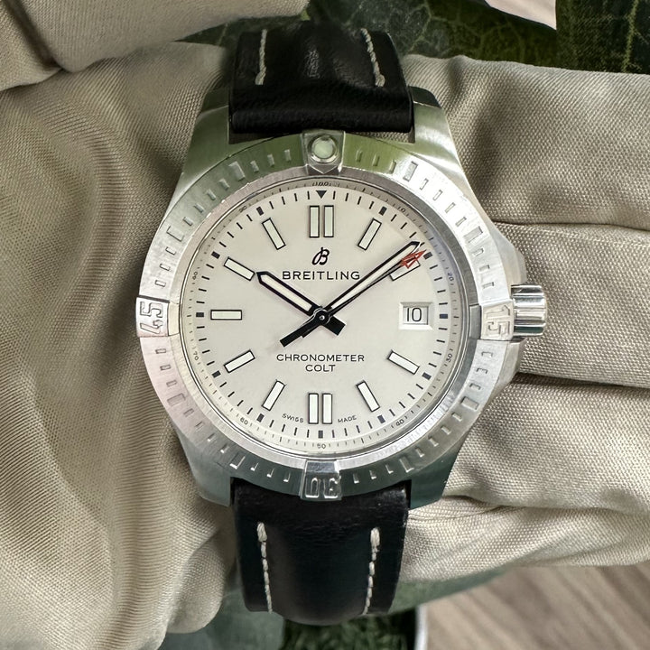 2018 Breitling Colt Chronograph 41mm Automatic Stainless Steel Leather Strap Watch