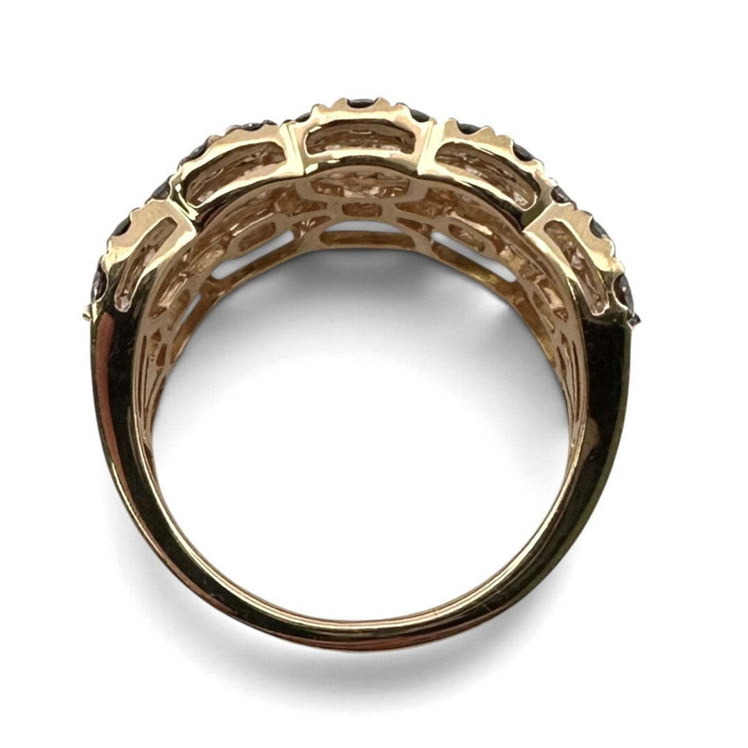 1.84ctw Nude & Chocolate Natural Round Brilliant Diamond Scalloped Cocktail Ring in 14k Yellow Gold by Le Vian