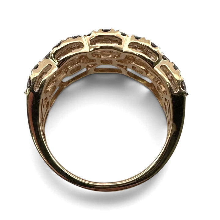 1.84ctw Nude & Chocolate Natural Round Brilliant Diamond Scalloped Cocktail Ring in 14k Yellow Gold by Le Vian