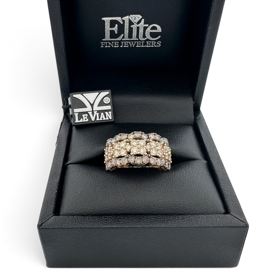 1.84ctw Nude & Chocolate Natural Round Brilliant Diamond Scalloped Cocktail Ring in 14k Yellow Gold by Le Vian