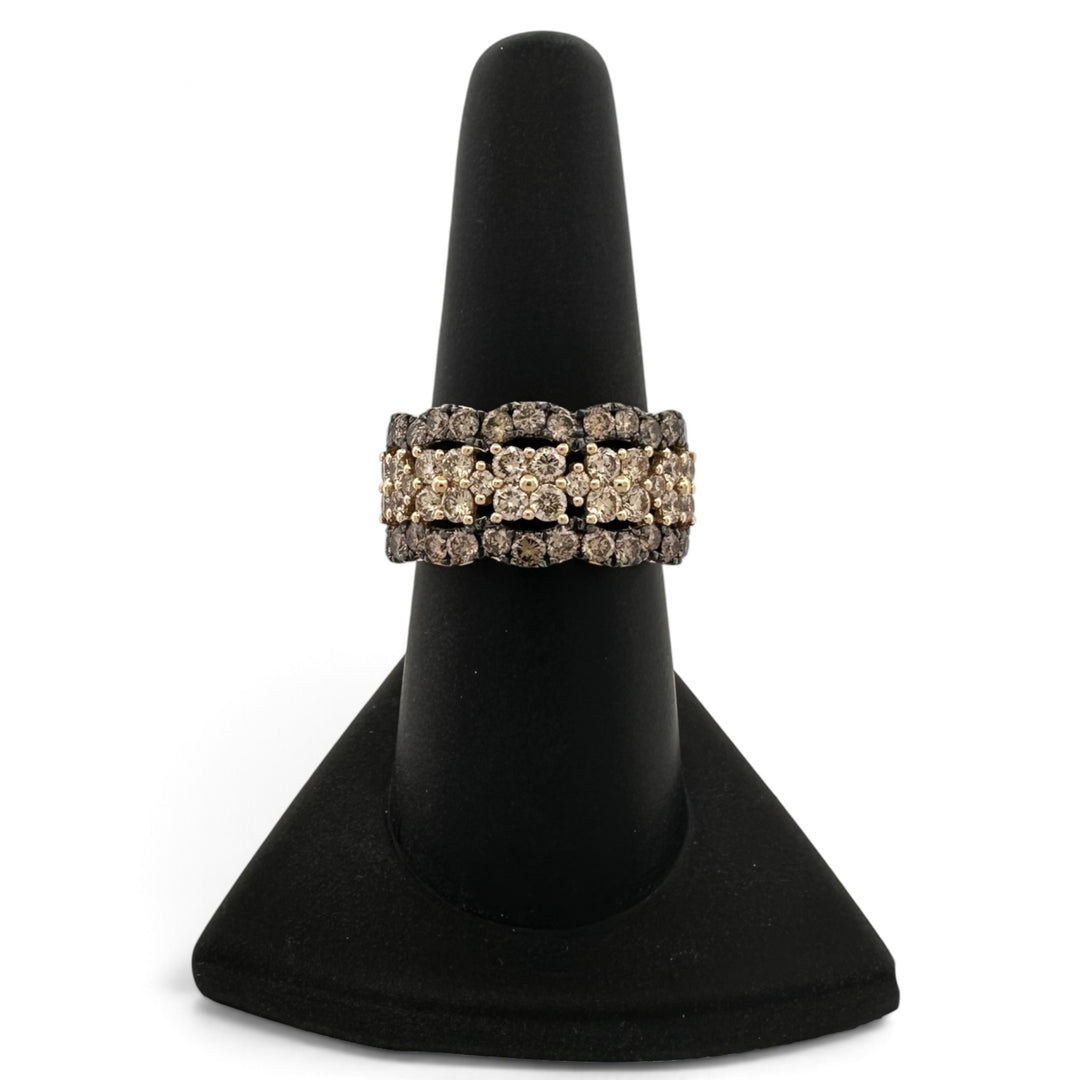 1.84ctw Nude & Chocolate Natural Round Brilliant Diamond Scalloped Cocktail Ring in 14k Yellow Gold by Le Vian