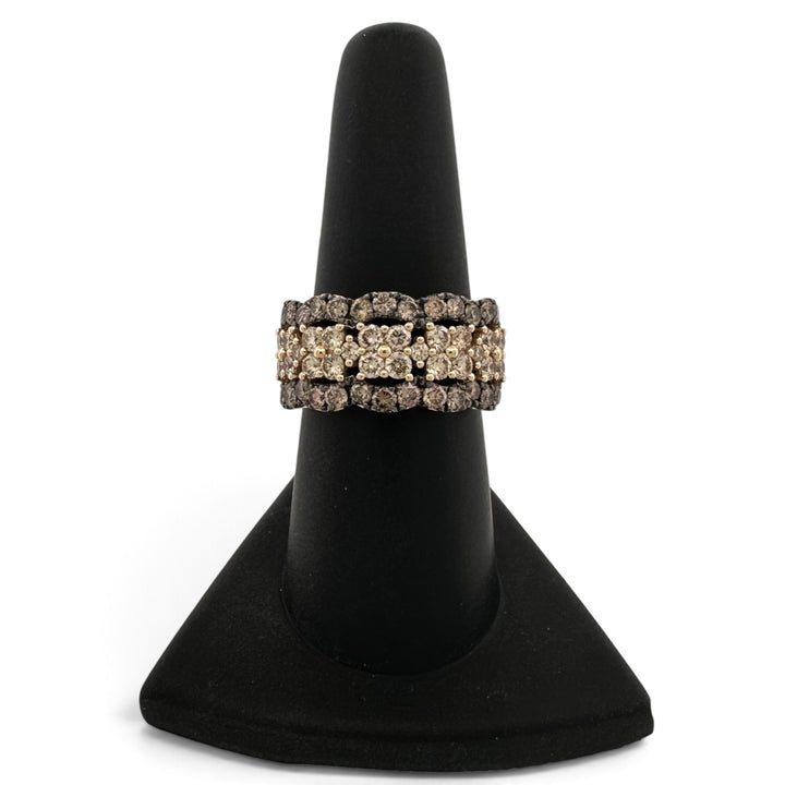 1.84ctw Nude & Chocolate Natural Round Brilliant Diamond Scalloped Cocktail Ring in 14k Yellow Gold by Le Vian