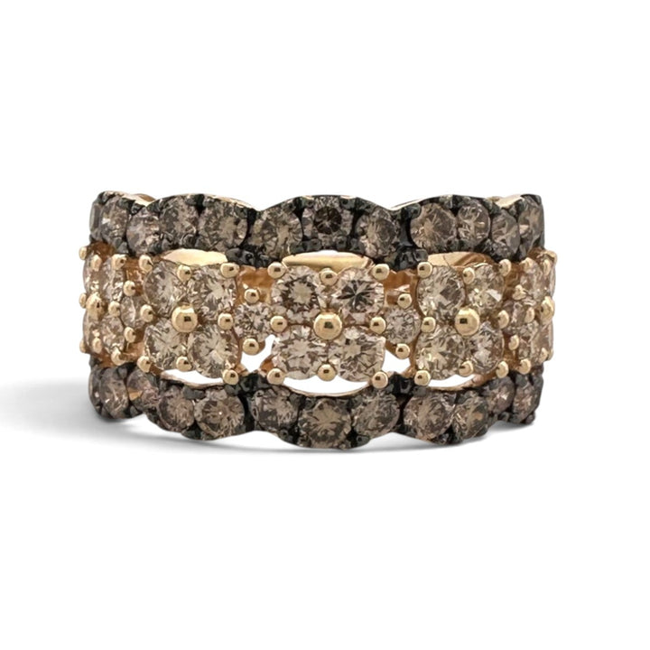 1.84ctw Nude & Chocolate Natural Round Brilliant Diamond Scalloped Cocktail Ring in 14k Yellow Gold by Le Vian