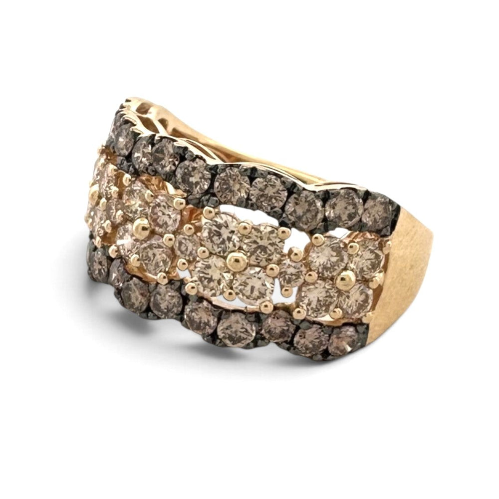 1.84ctw Nude & Chocolate Natural Round Brilliant Diamond Scalloped Cocktail Ring in 14k Yellow Gold by Le Vian