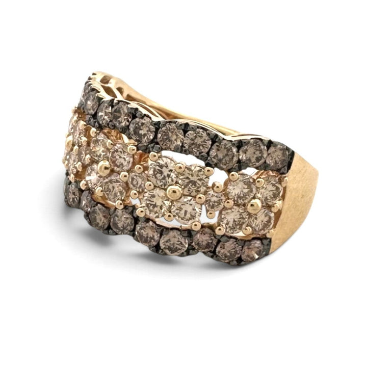 1.84ctw Nude & Chocolate Natural Round Brilliant Diamond Scalloped Cocktail Ring in 14k Yellow Gold by Le Vian