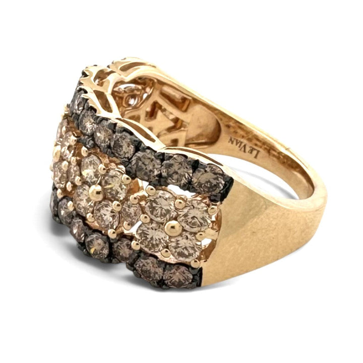1.84ctw Nude & Chocolate Natural Round Brilliant Diamond Scalloped Cocktail Ring in 14k Yellow Gold by Le Vian