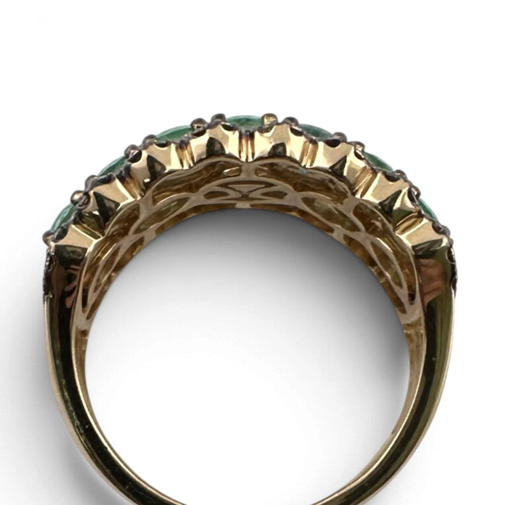 Costa Smeralda Emeralds with Chocolate & Nude Diamonds Scalloped Cocktail Ring in 14k Yellow Gold by Le Vian