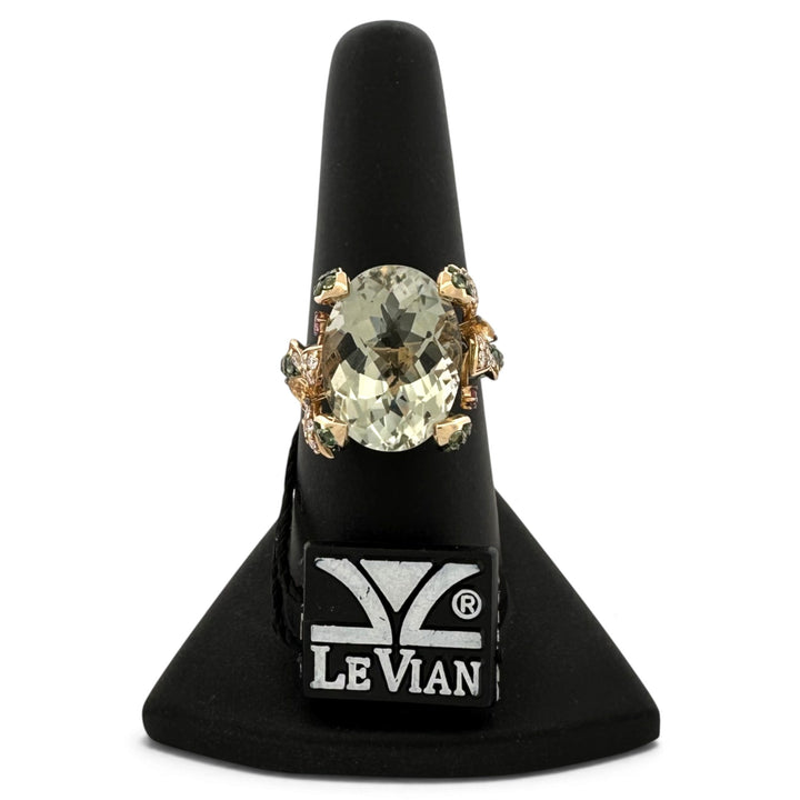 Mint Julip Quartz with Cinnamon Citrines, Forest Green Tsavorites, Bubble Gum Pink Sapphires & Nude Diamonds Cocktail Ring in 14k Yellow Gold by Le Vian