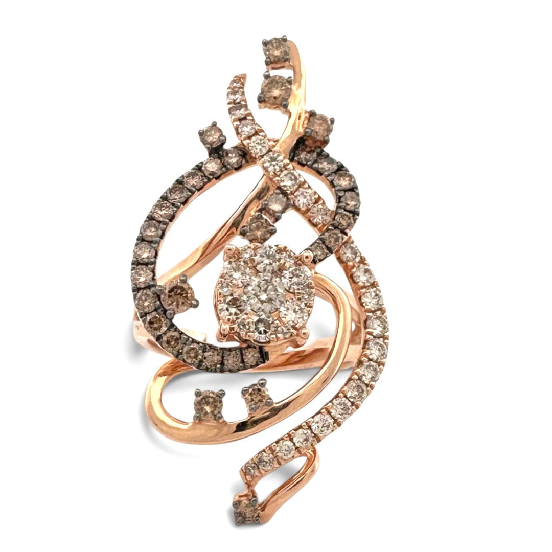 1ctw Chocolate & Nude Diamond Swirl Cocktail Ring in 14k Rose Gold by Le Vian