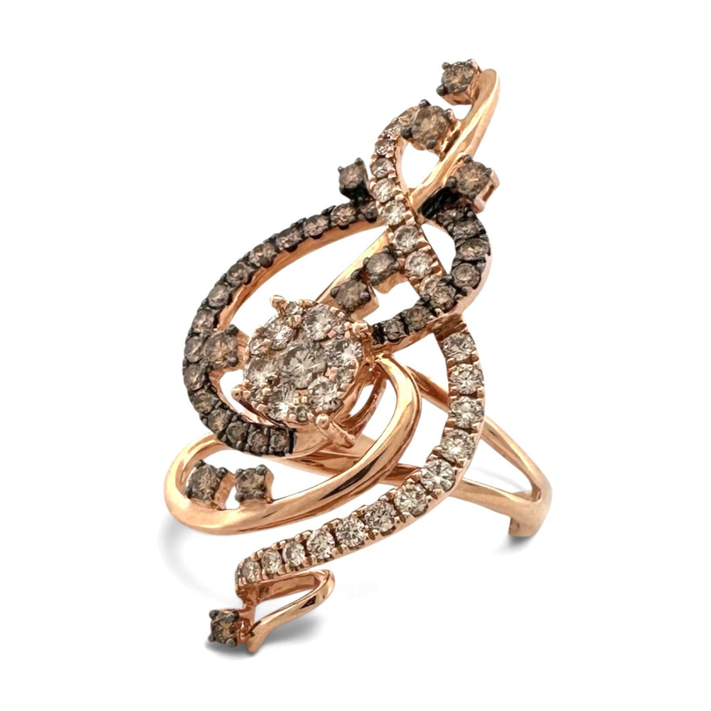 1ctw Chocolate & Nude Diamond Swirl Cocktail Ring in 14k Rose Gold by Le Vian