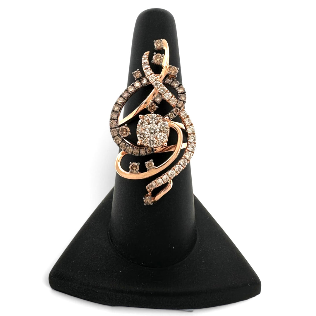 1ctw Chocolate & Nude Diamond Swirl Cocktail Ring in 14k Rose Gold by Le Vian