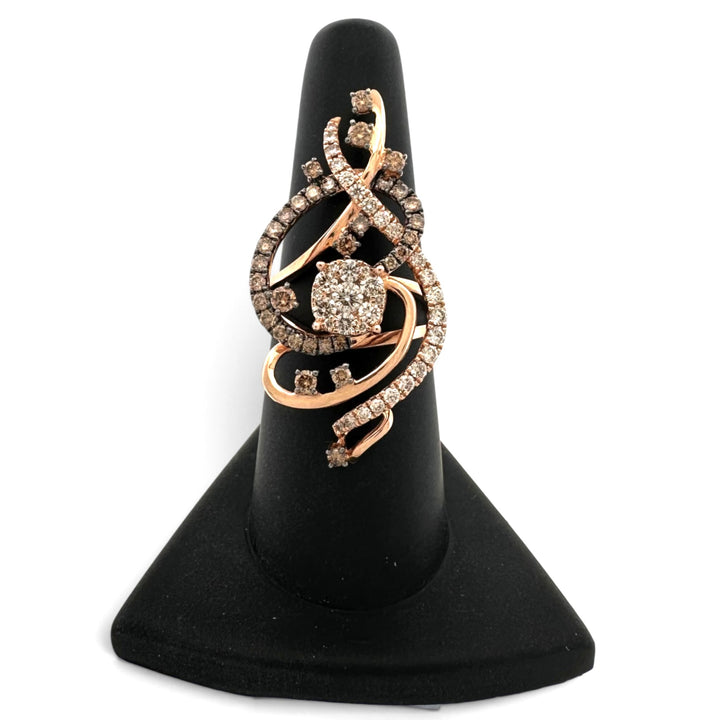 1ctw Chocolate & Nude Diamond Swirl Cocktail Ring in 14k Rose Gold by Le Vian