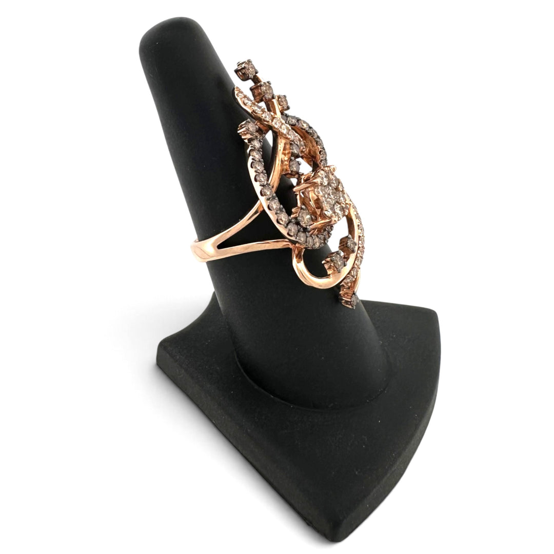 1ctw Chocolate & Nude Diamond Swirl Cocktail Ring in 14k Rose Gold by Le Vian