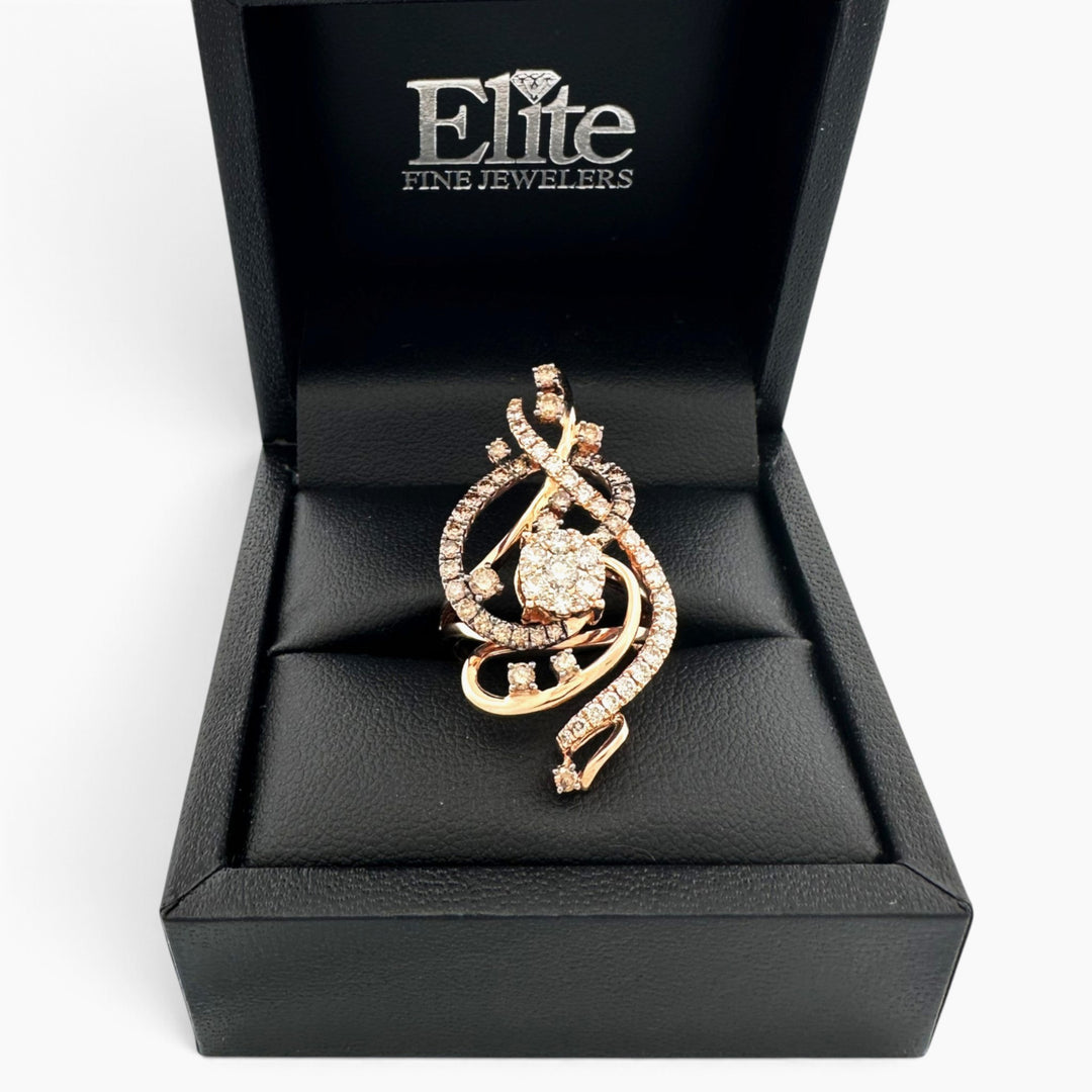 1ctw Chocolate & Nude Diamond Swirl Cocktail Ring in 14k Rose Gold by Le Vian