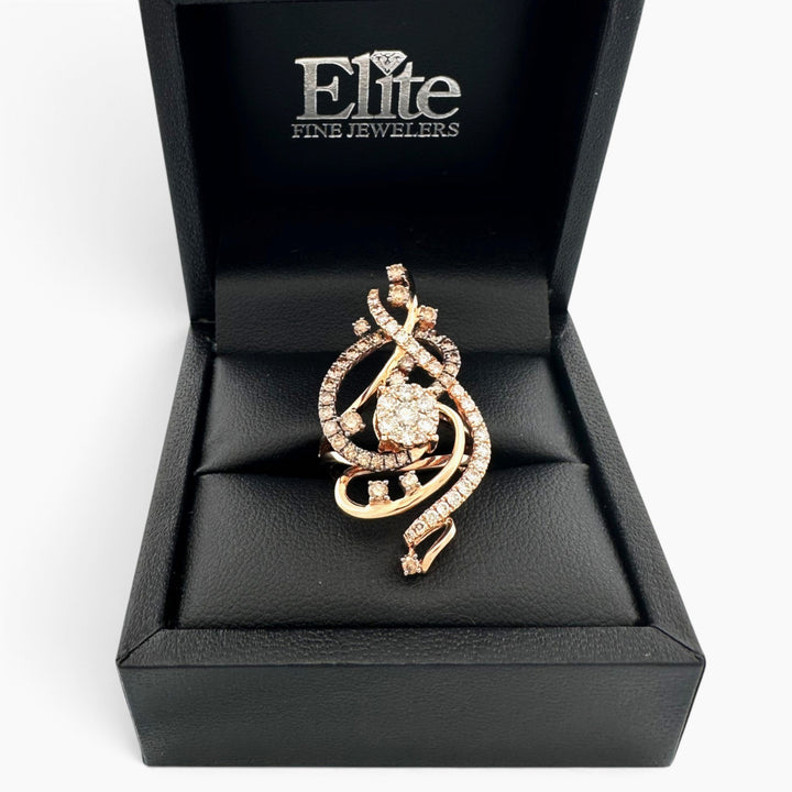 1ctw Chocolate & Nude Diamond Swirl Cocktail Ring in 14k Rose Gold by Le Vian