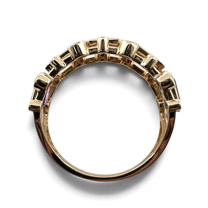 Bezel-Set Multi-Gemstone & Natural Diamond 4-Row Cocktail Ring in 14k Yellow Gold by Effy