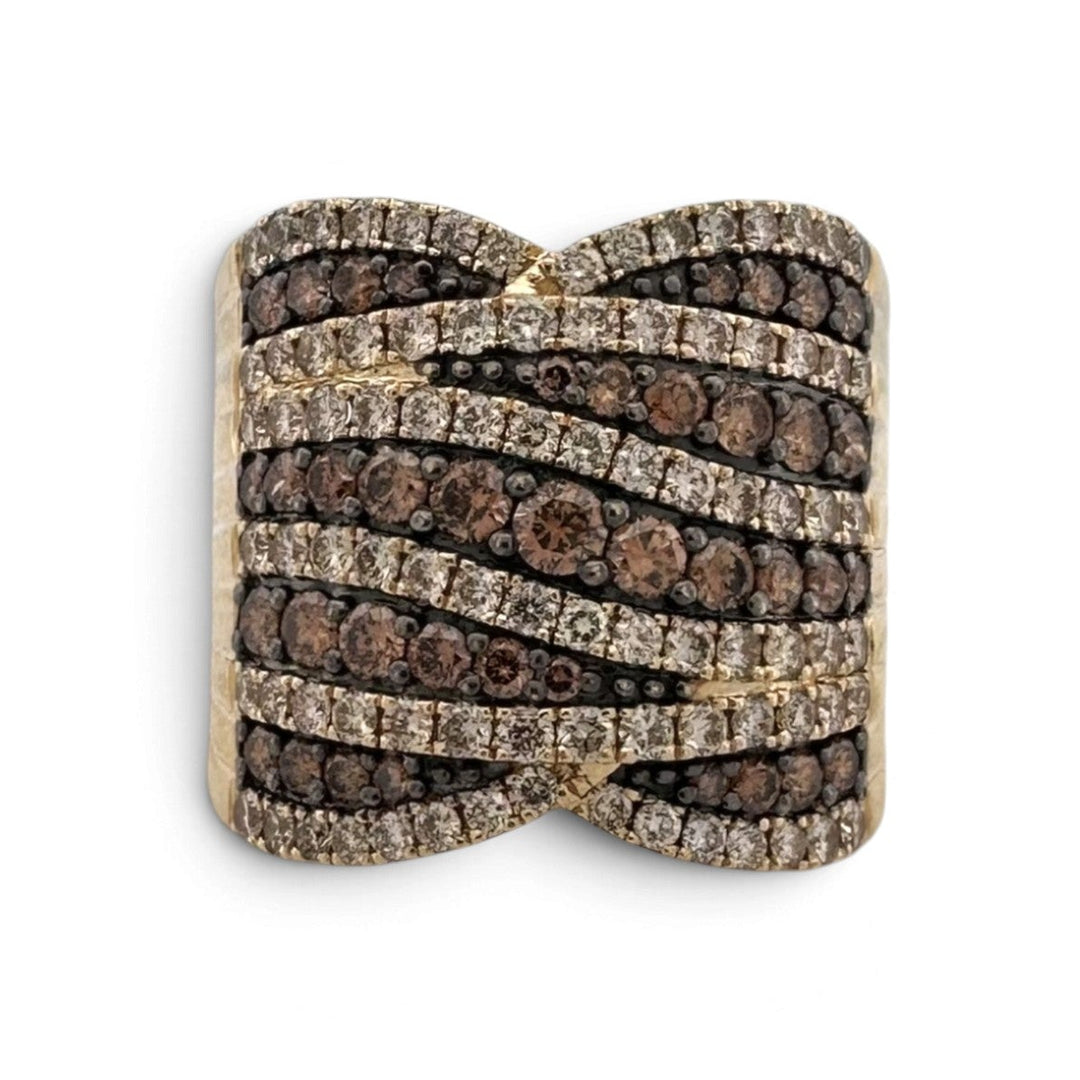 2.28ctw Chocolate & Nude Round Brilliant Natural Diamond Wrap Cocktail Ring in 14k Yellow Gold by Le Vian