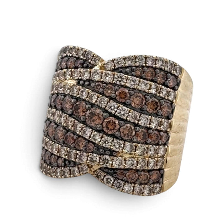 2.28ctw Chocolate & Nude Round Brilliant Natural Diamond Wrap Cocktail Ring in 14k Yellow Gold by Le Vian