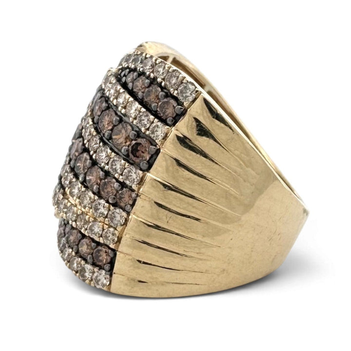 2.28ctw Chocolate & Nude Round Brilliant Natural Diamond Wrap Cocktail Ring in 14k Yellow Gold by Le Vian
