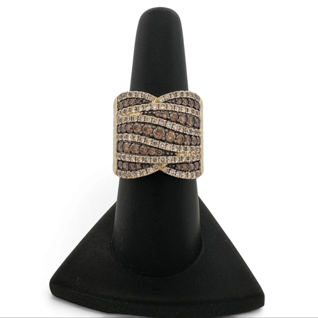 2.28ctw Chocolate & Nude Round Brilliant Natural Diamond Wrap Cocktail Ring in 14k Yellow Gold by Le Vian