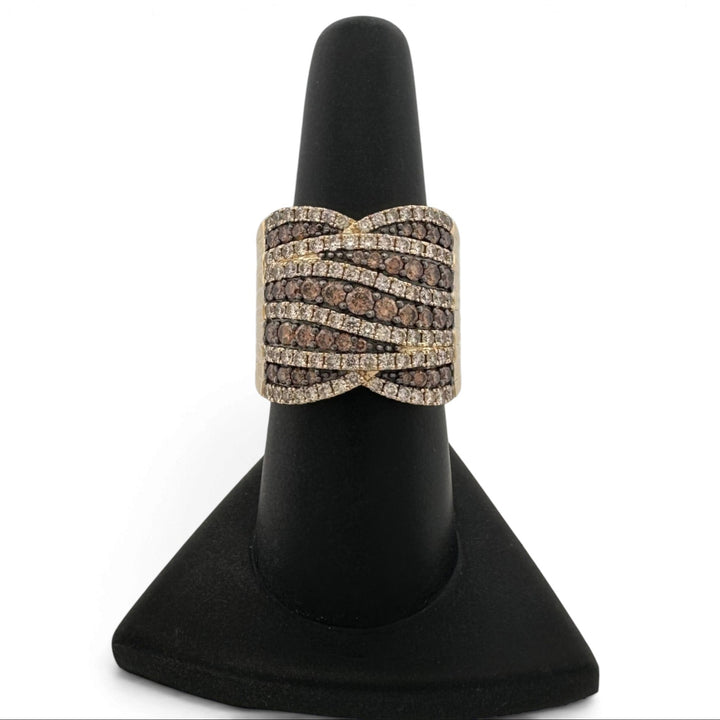 2.28ctw Chocolate & Nude Round Brilliant Natural Diamond Wrap Cocktail Ring in 14k Yellow Gold by Le Vian