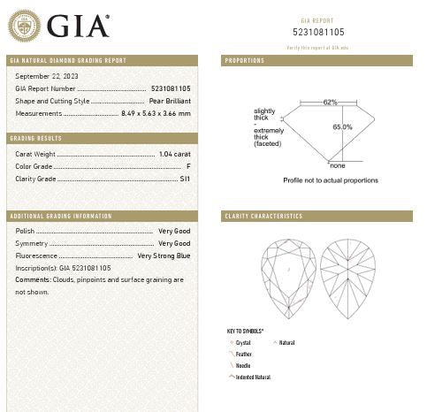 GIA Graded 1.04ct Pear Center with Round Brilliants Natural Diamond Engagement Ring in 14k White Gold