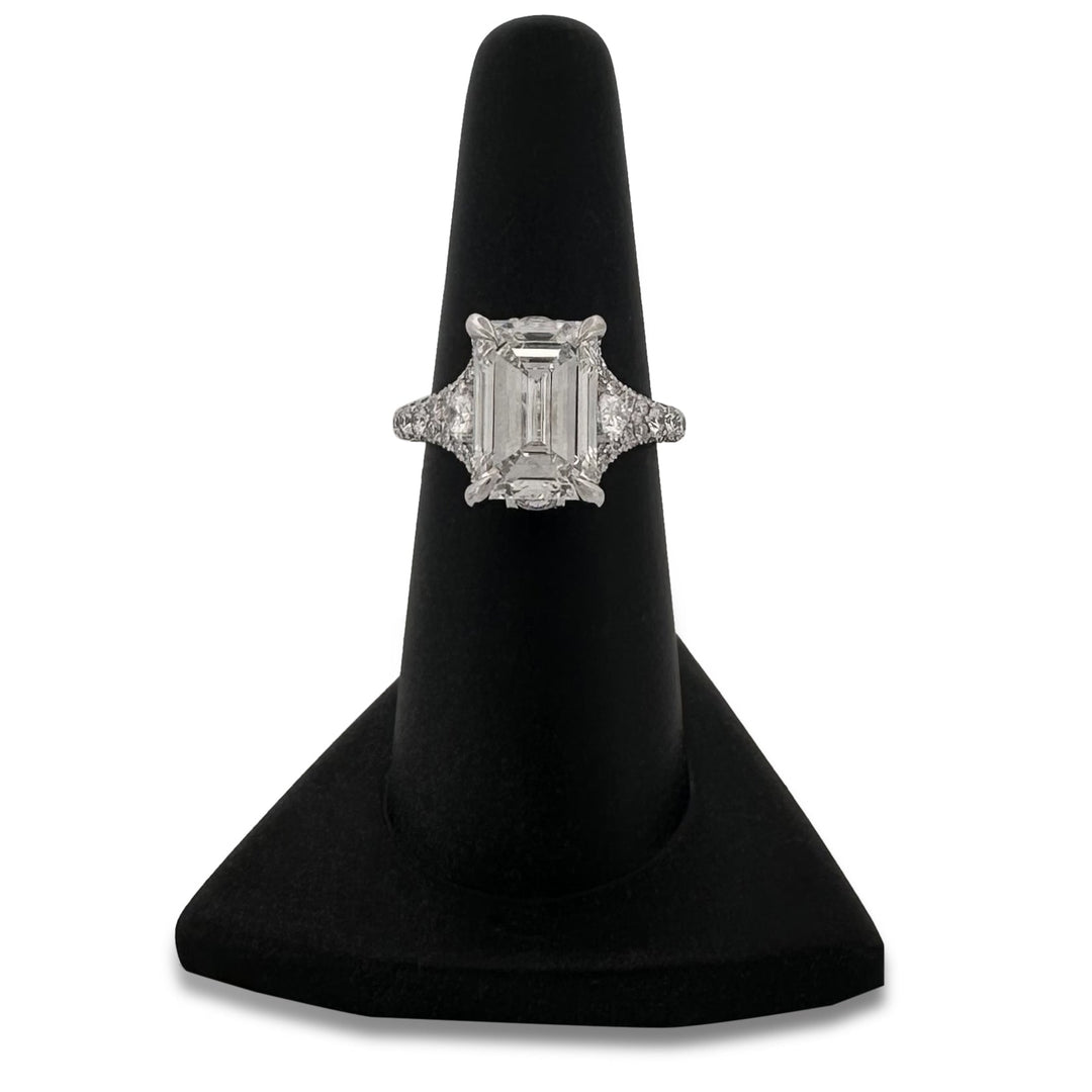 IGI Graded 5.11cts Emerald Cut with Pears & Round Brilliants Lab-Grown Diamond Engagement Ring 14k White Gold
