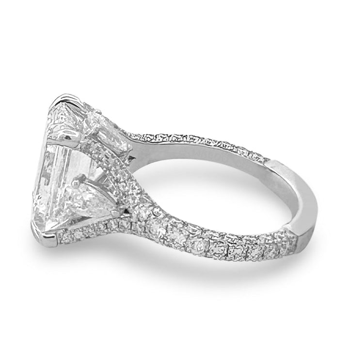 IGI Graded 5.11cts Emerald Cut with Pears & Round Brilliants Lab-Grown Diamond Engagement Ring 14k White Gold