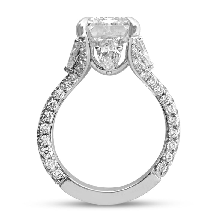 IGI Graded 5.11cts Emerald Cut with Pears & Round Brilliants Lab-Grown Diamond Engagement Ring 14k White Gold